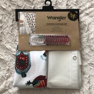Wrangler Western Cowboy Boots Design Shower Curtain Set with Hooks NEW